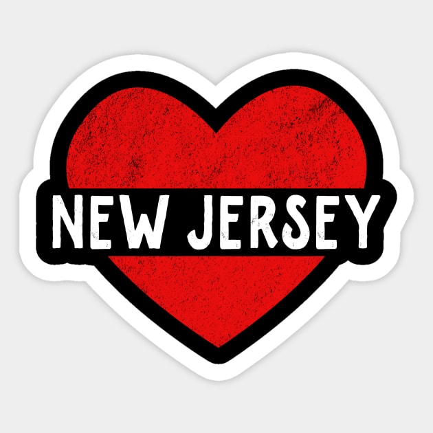 I Love New Jersey USA State Retro Vintage Heart Gift Sticker by JKFDesigns